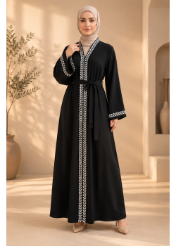 742  عباية تطريز كامل - فضي