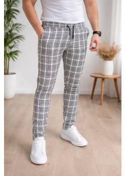 بنطلون رجالي كارو قصة سليم فت 2004 - ابيض