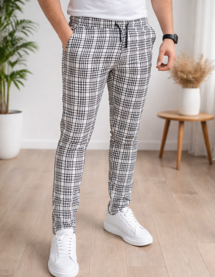 Formal - Sport - Checkered Pants | Code: 2004 - white