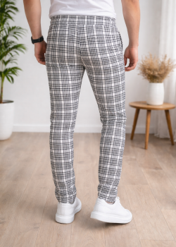 بنطلون رجالي كارو قصة سليم فت 2004 - ابيض