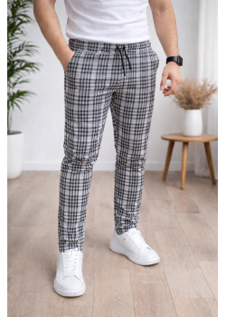 بنطلون رجالي كارو قصة سليم فت 2004 - فضي