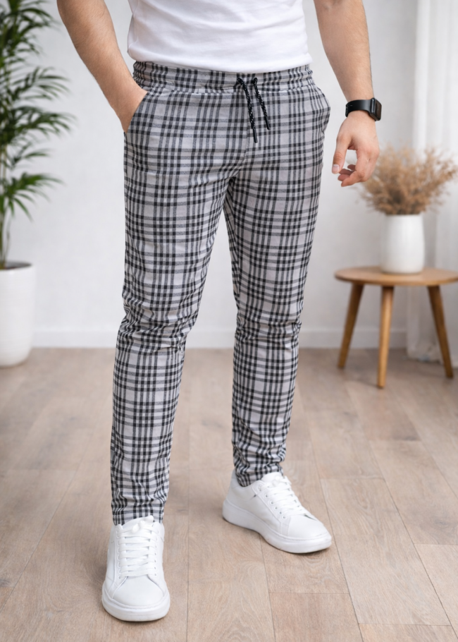 Formal - Sport - Checkered Pants | Code: 2004 - gray
