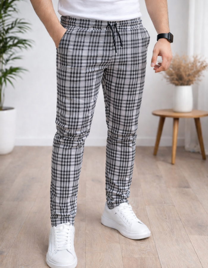 Formal - Sport - Checkered Pants | Code: 2004 - gray