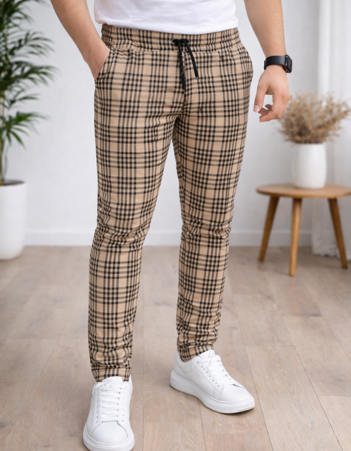 Formal - Sport - Checkered Pants | Code: 2004 - tan