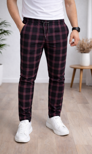 بنطلون رجالي كارو قصة سليم فت 2009 - اسود