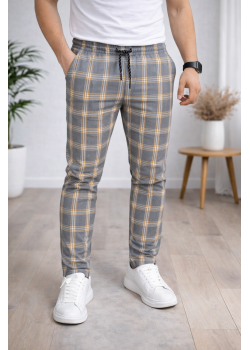 بنطلون رجالي كارو قصة سليم فت 2009 - عسلي