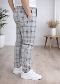 بنطلون رجالي كارو قصة سليم فت 2009 - فضي