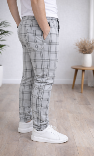 بنطلون رجالي كارو قصة سليم فت 2009 - فضي