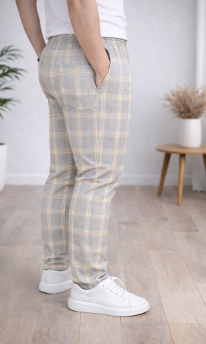 بنطلون رجالي كارو قصة سليم فت 2009 - ابيض