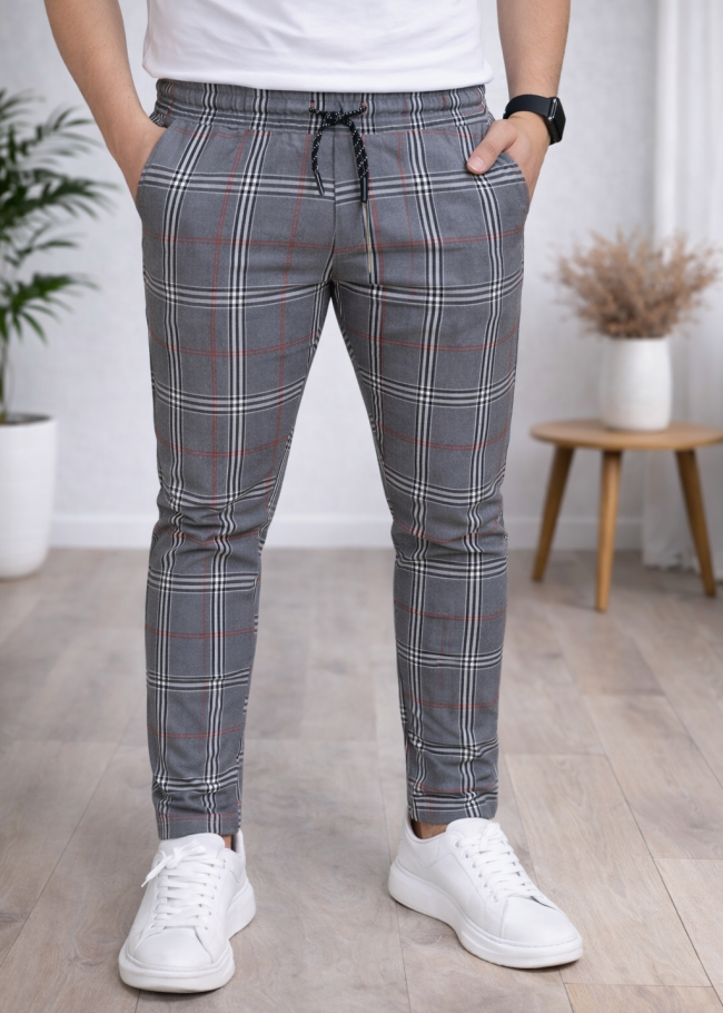 Formal - Sport - Checkered Pants | Code: 2009 - burgundy