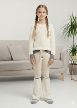 Girls Winter Knit Set with Pearl Embellishment 3108 - ecru