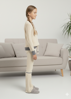 Girls Winter Knit Set with Pearl Embellishment 3108 - ecru