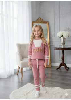 طقم بناتي شتوي RUN تريكو 3109 - فوشي