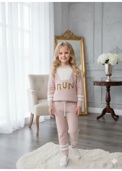 طقم بناتي شتوي RUN تريكو 3109 - زهر