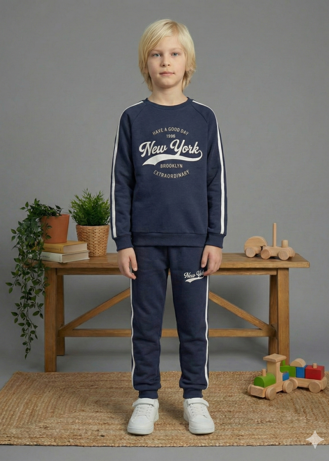 3110 بجامة 3خيط محير  - كحلي