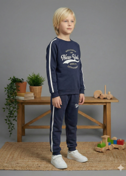 بيجاما ولادي محير شتوي قطن 3 خيط مصوف 3110  - كحلي