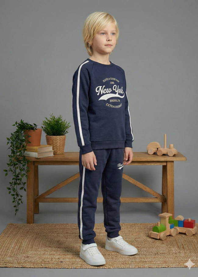 3110 بجامة 3خيط محير  - كحلي