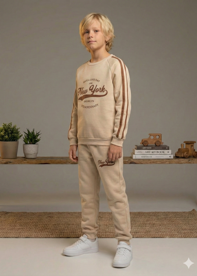 3110 بجامة 3خيط محير  - بيج