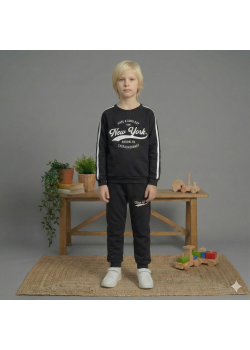 بيجاما ولادي محير شتوي قطن 3 خيط مصوف 3110  - اسود