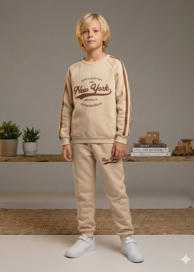 3110 بجامة 3خيط محير  - بيج