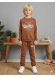 Jungen Winter-Pyjama (Jogginganzug) aus Baumwolle (3-Faden) Slim Fit 3110  - Braun
