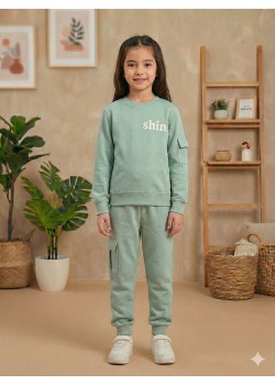 بيجاما بناتي شتوي قطن 3 خيط مع جيوب جانبية 3111 - عفني