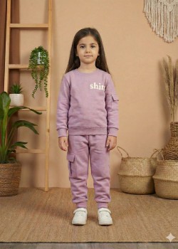 بيجاما بناتي شتوي قطن 3 خيط مع جيوب جانبية 3111 - نهدي