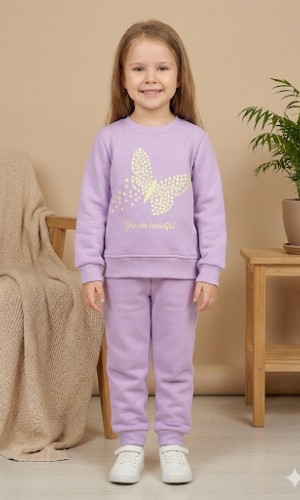 طقم بجامة بناتي شتوي ثقيل فراشة 3113 - نهدي