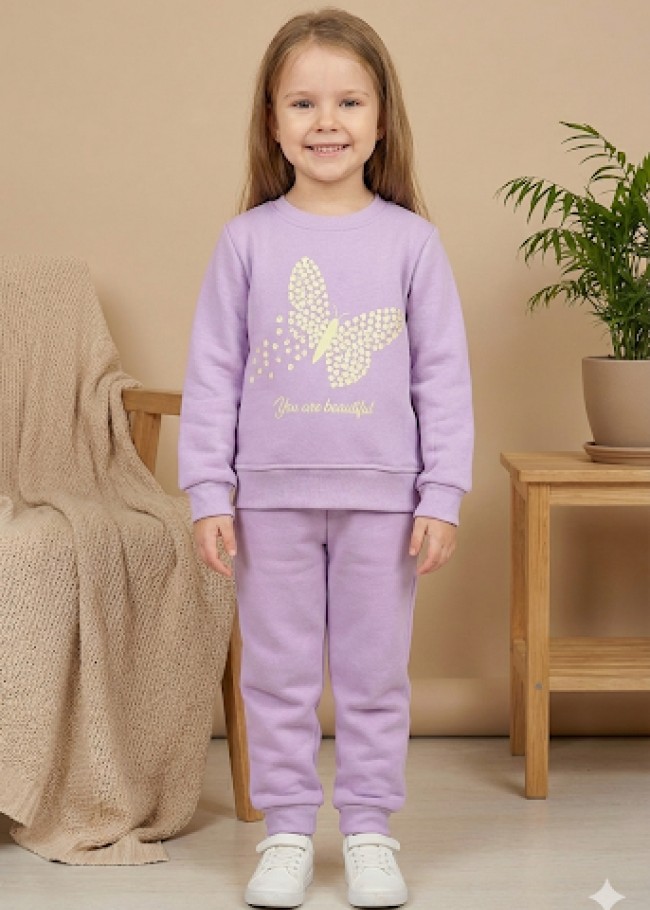 3113 بجامة بناتي فراشة منقطة - نهدي