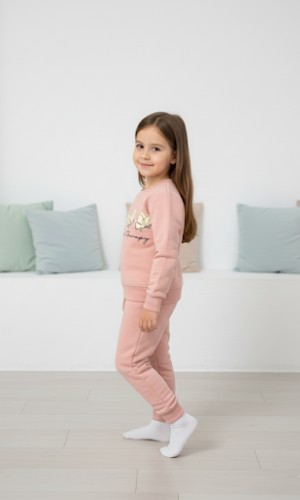 Girls Winter Fleece Pyjama Set Butterflies 3114  - pink