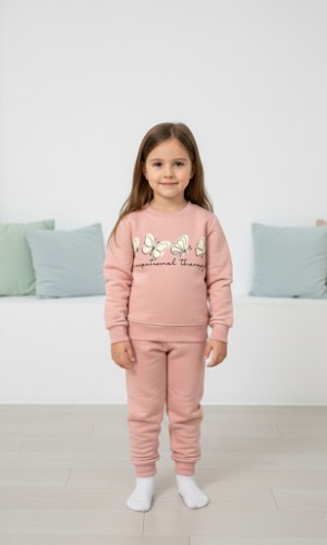 Girls Winter Fleece Pyjama Set Butterflies 3114  - pink