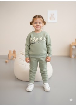 طقم بجامة بناتي شتوي ثقيل فراشات 3114  - عفني