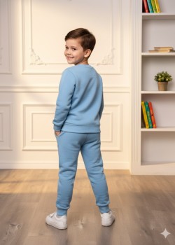 طقم بجامة ولادي شتوي ثقيل ديناصور 3115  - ريشي