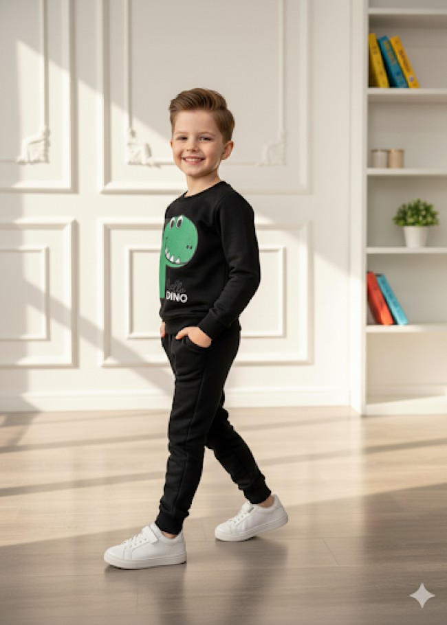 3115 بجامة صبياني ديناصور  - black
