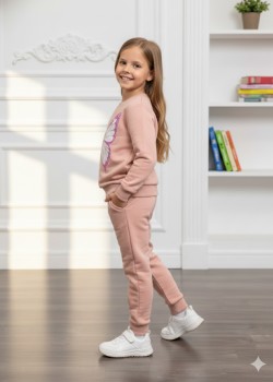 Mädchen Winter Pyjama Set Blumen & Schmetterling 3116 - Rosa