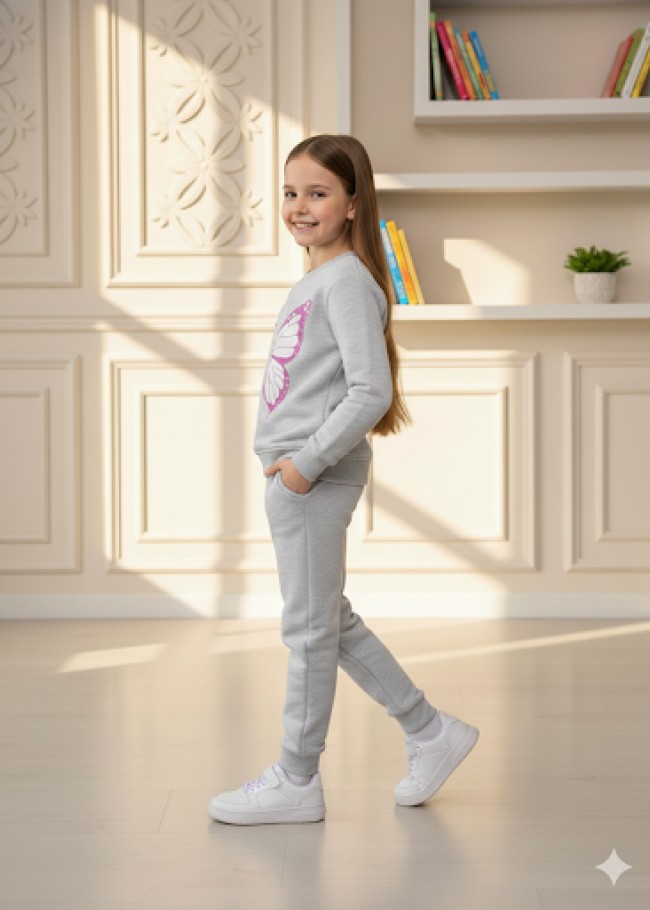 3116 بجامة بناتي فراشة مع زهر - عفني