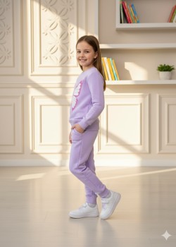 طقم بجامة بناتي شتوي ثقيل فراشة وزهور 3116 - نهدي