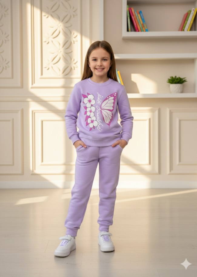 3116 بجامة بناتي فراشة مع زهر - نهدي