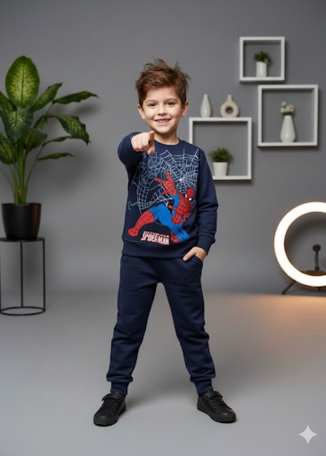 3117 بجامة ولادي سبايدر  - deep blue