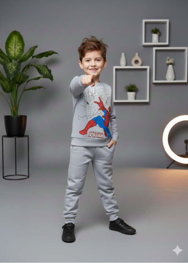 3117 بجامة ولادي سبايدر  - فضي