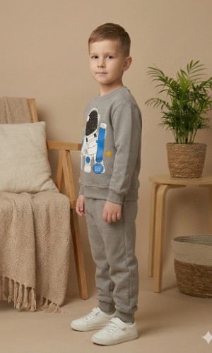 Jungen Winter Pyjama Set Astronaut 3118 - Anthrazit