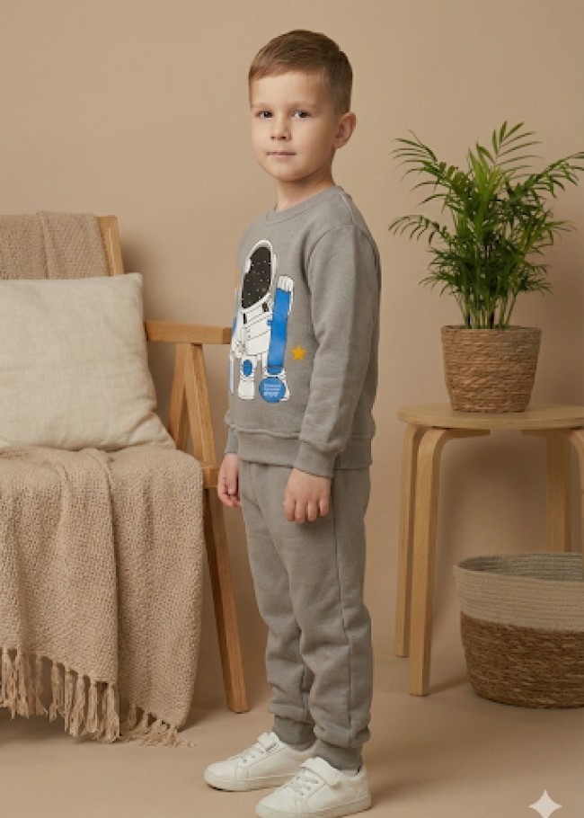 3118 بجامة ولادي رائدفضاء - رمادي