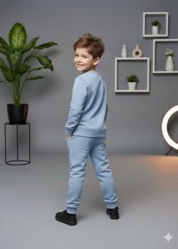 طقم بجامة ولادي شتوي ثقيل رائد فضاء 3118 - ازرق