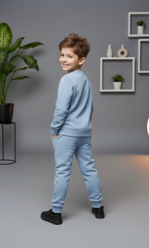 طقم بجامة ولادي شتوي ثقيل رائد فضاء 3118 - ازرق