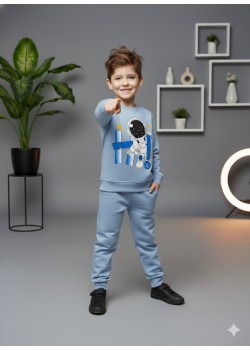 طقم بجامة ولادي شتوي ثقيل رائد فضاء 3118 - ازرق