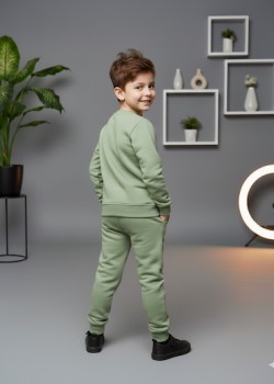 طقم بجامة ولادي شتوي ثقيل رائد فضاء 3118 - زيتي