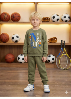 طقم بجامة ولادي شتوي رياضي دافئ 3119  - عفني