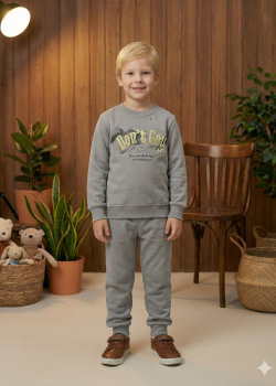 طقم بجامة ولادي شتوي 3120  - فضي