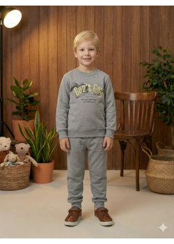 طقم بجامة ولادي شتوي 3120  - فضي