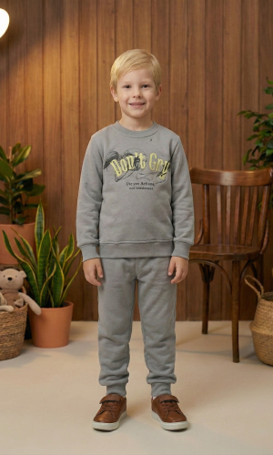 طقم بجامة ولادي شتوي 3120  - فضي